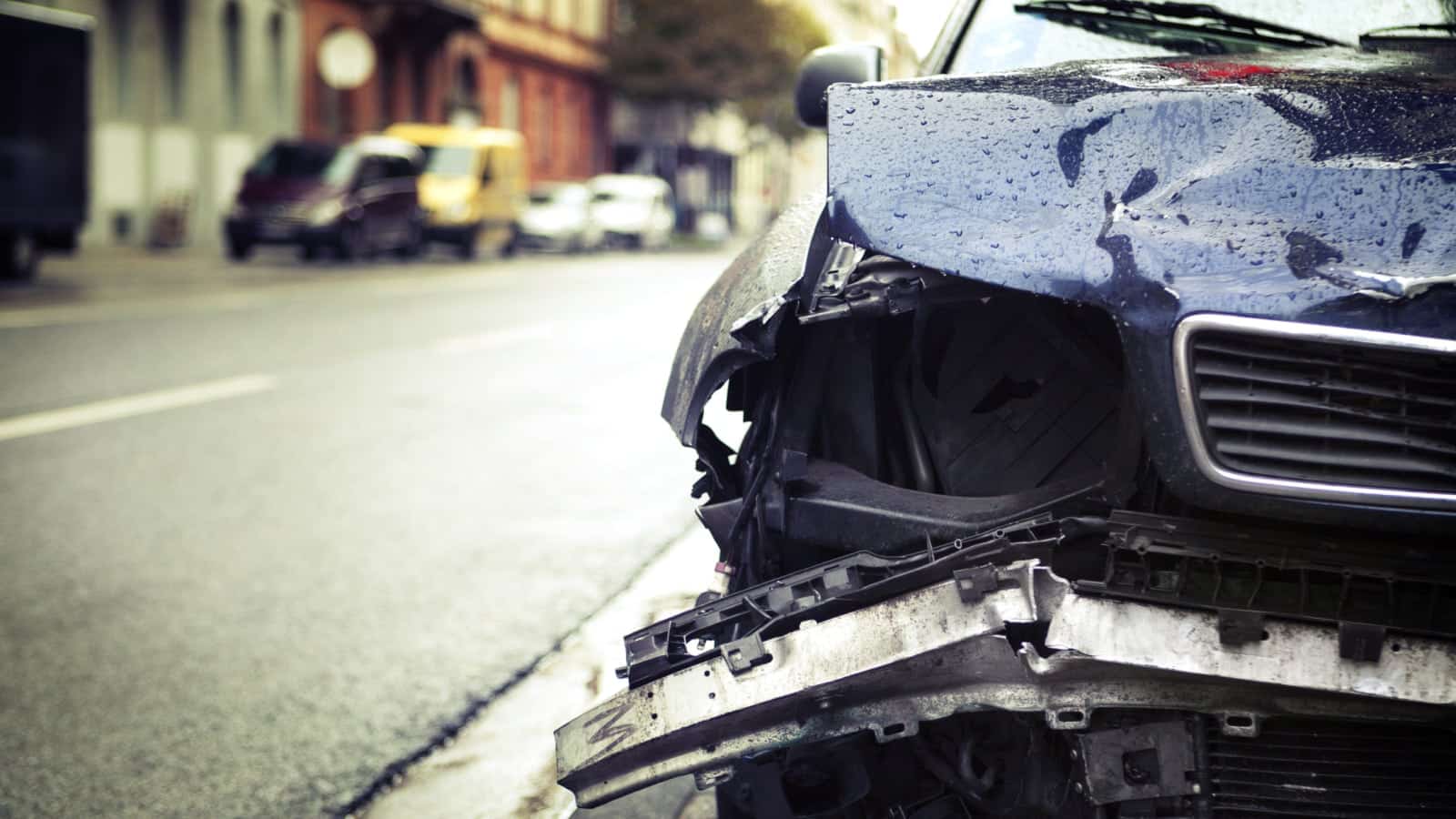 Front End Damage Car Accident Stock Photo