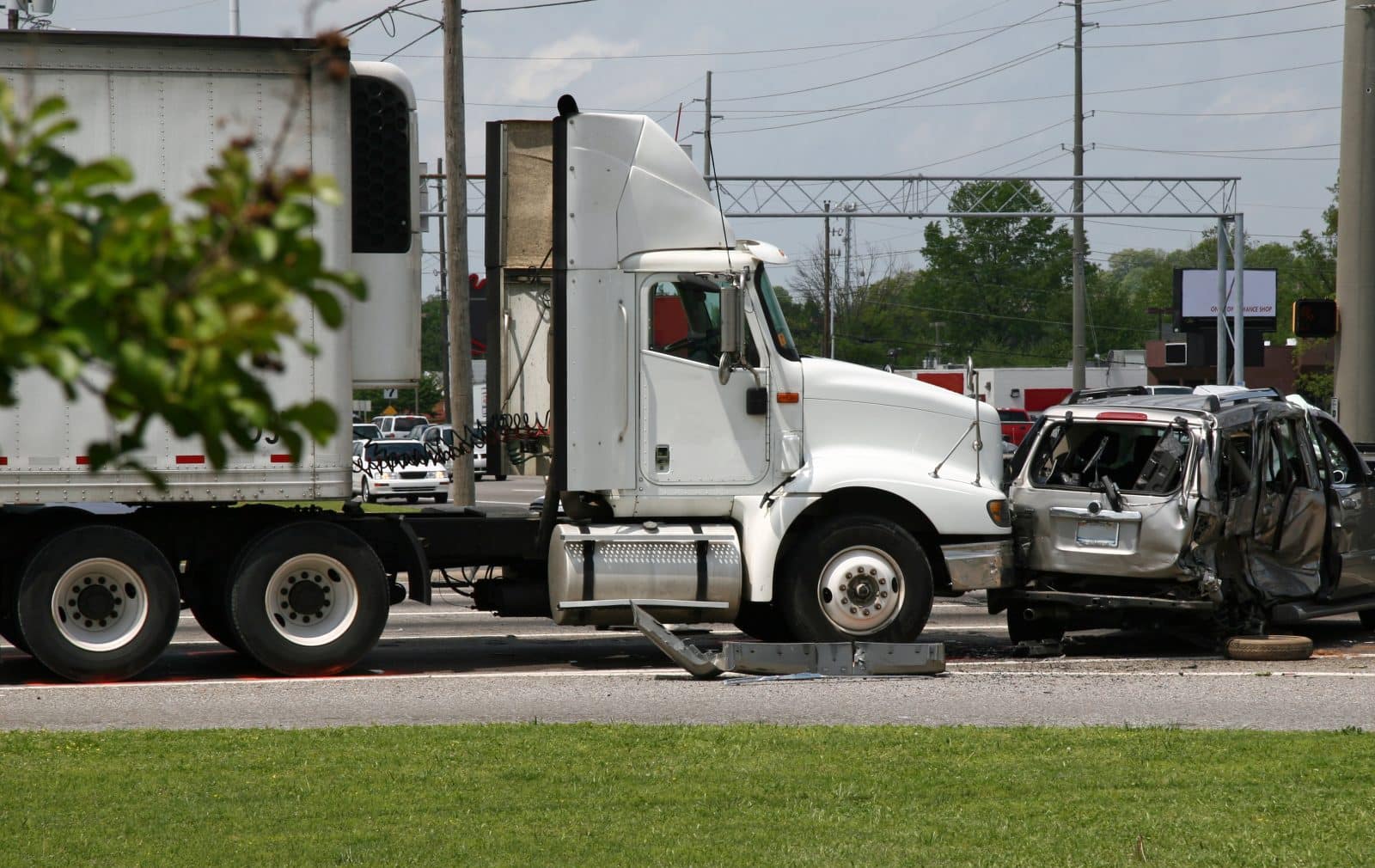 A truck accident at an intersection.